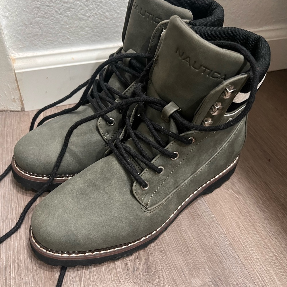 Nautica Women's Olive Combat Boots